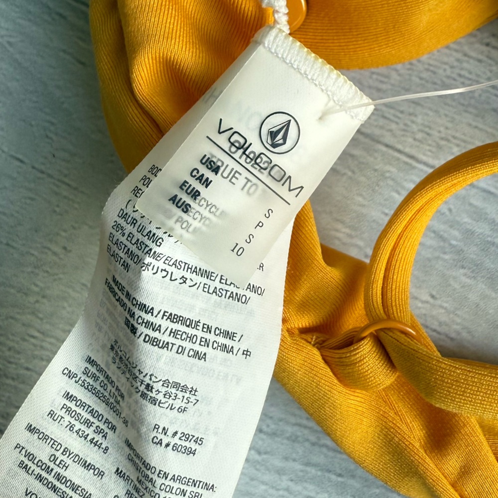 NWT Volcom Yellow Simply Seamless Cheeky Two Piece Bikini S - Picture 5 of 5